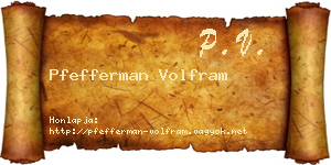 Pfefferman Volfram névjegykártya